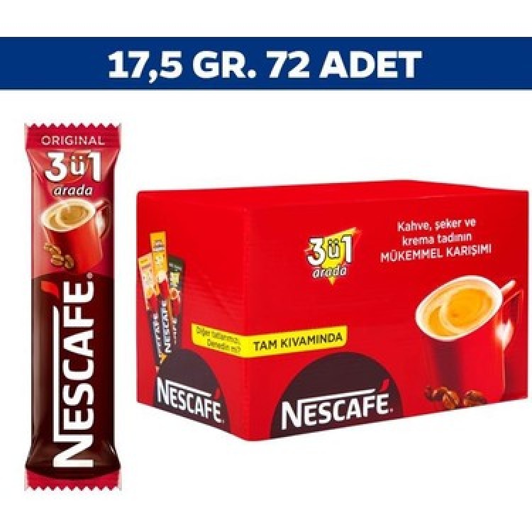 Nescafe 3'ü 1 Arada Kahve 17,5 gr 72'li Paket
