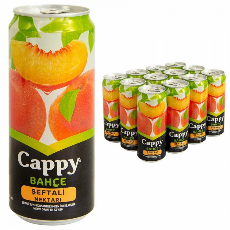 Cappy Meyve Suyu Şeftali Teneke Kutu 330 ml 12'li Paket