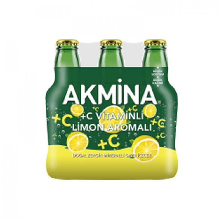 Akmina Limon Aromalı Maden Suyu 200 Ml 6'Lı Paket